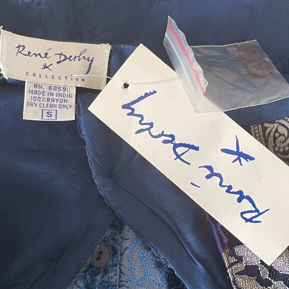 Vintage Rene Derhy Women's Vest Small Blue Patchwork Velvet Witchy Whimsigoth - Picture 4 of 6